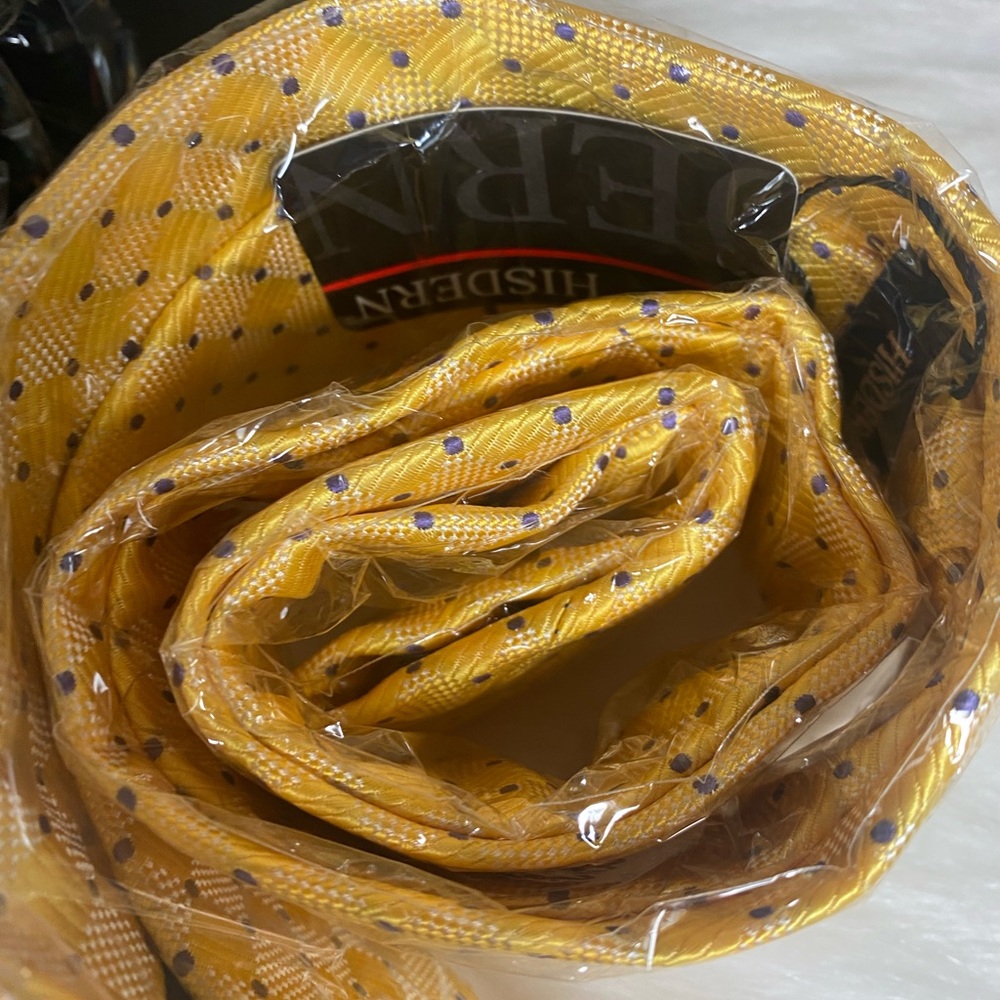 HISDERN Mens 3 Pcs Neckties Tie and Pocket Square Set Blue Yellow - Picture 8 of 11